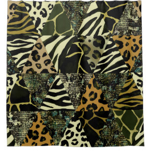 Rideaux De Douche Patchwork Safari : Poster de animal aquarelle.