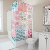 Rideaux De Douche Patchwork Style mignon Motif Doodé (En situation)