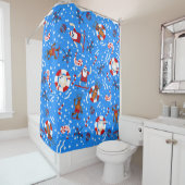 Rideaux De Douche patinage de noël juillet santa claus skateboard (En situation)