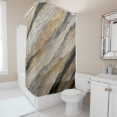 Rideaux De Douche Patinée bande noire et or (En situation)