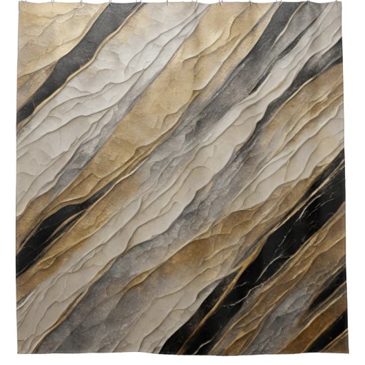 Rideaux De Douche Patinée bande noire et or (Devant)