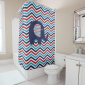 Rideaux De Douche Patriotique USA Chevron Stripes Elephant (En situation)