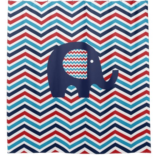 Rideaux De Douche Patriotique USA Chevron Stripes Elephant (Devant)