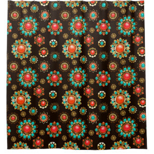 Rideaux De Douche Pattern de Ethnic Brooches Seamless