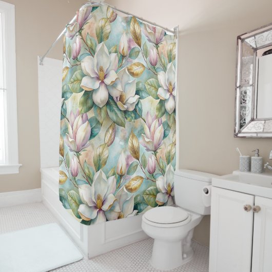 Rideaux De Douche Pattern Elegant Magnolias (En situation)
