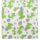 Rideaux De Douche Pattern of Green Elephants, Cute Elephants, stars (Devant)