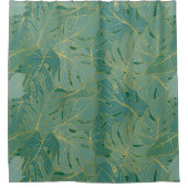 Rideaux De Douche Paume vert et or feuille motif (Devant)