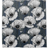 Rideaux De Douche Pavot blanc sur la marine (Devant)