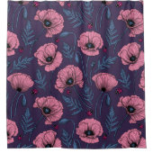 Rideaux De Douche Pavot rose sur violet foncé (Devant)