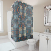 Rideaux De Douche Pays Blue Rust Rustique Ferme (En situation)