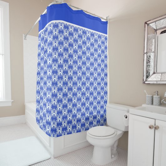 Rideaux De Douche Pays Français Bleu Et Blanc (En situation)