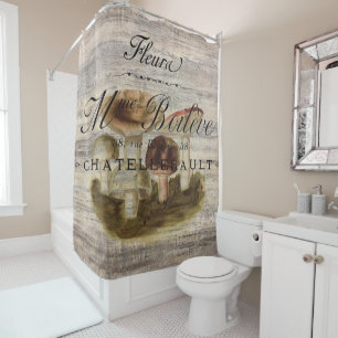 Rideaux De Douche pays français rustique conte de fées bois champign