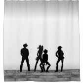 Rideaux De Douche Pays Western Fun Noir et Blanc (Devant)