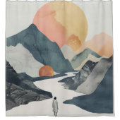 Rideaux De Douche Paysage Abstrait de Boho (2) (Devant)