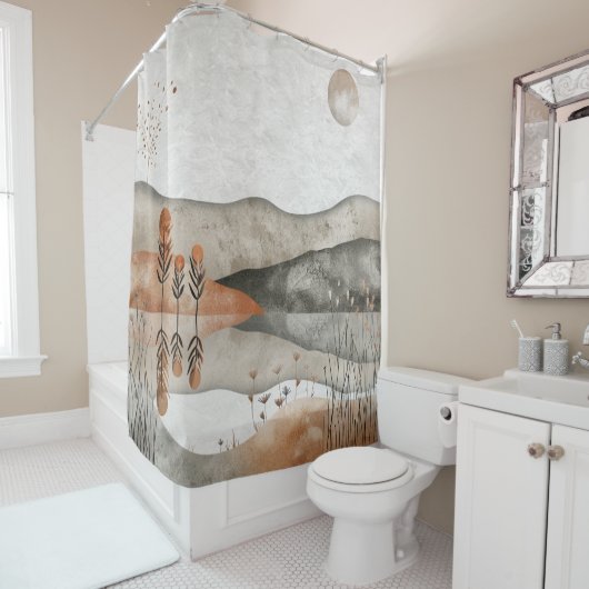 Rideaux De Douche Paysage Abstrait de Boho (3) (En situation)