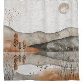 Rideaux De Douche Paysage Abstrait de Boho (3) (Devant)