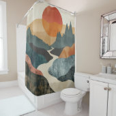 Rideaux De Douche Paysage Abstrait de Boho (5) (En situation)