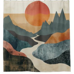 Rideaux De Douche Paysage Abstrait de Boho (5)