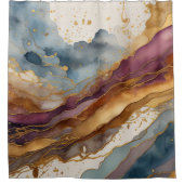 Rideaux De Douche Paysage Abstrait Purple Brown Blue Gold (Devant)