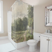 Rideaux De Douche Paysage aquarelle du chemin - Troyon constant (En situation)