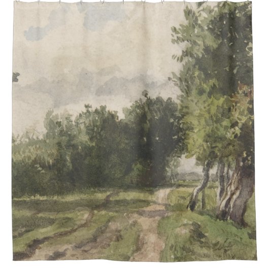 Rideaux De Douche Paysage aquarelle du chemin - Troyon constant (Devant)