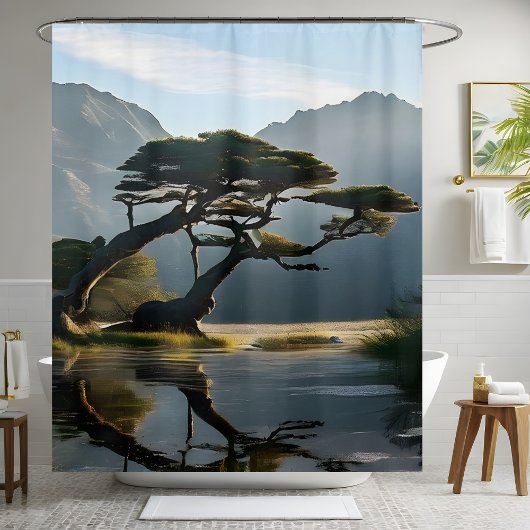 Rideaux De Douche Paysage bruyant Pine Tree à thème extérieur