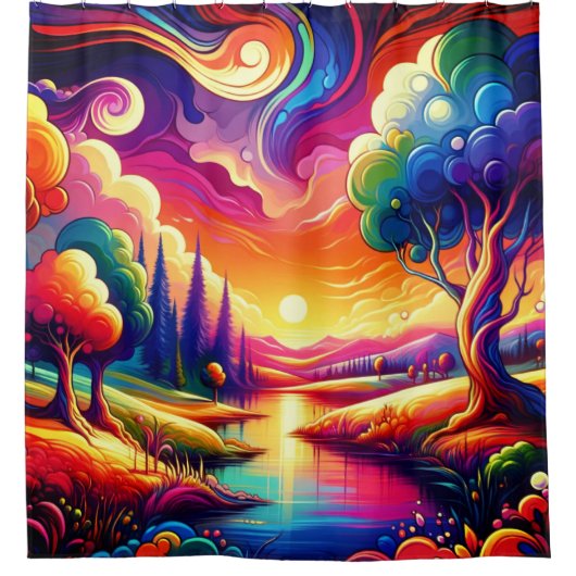 Rideaux De Douche Paysage coloré (Devant)