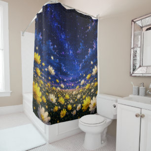 Rideaux De Douche Paysage Cosmique Nuit Étoilée de Style Géométrique