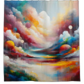 Rideaux De Douche Paysage d'art Abstrait moderne Rouge Bleu Vert (Devant)