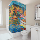 Rideaux De Douche Paysage d'automne avec des bateaux par Wassily (En situation)