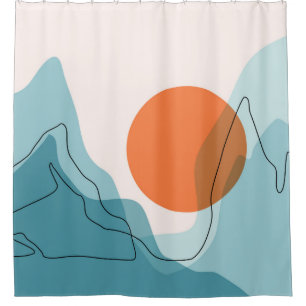 Rideaux De Douche Paysage de montagne Abstrait, paysage plat ba