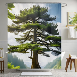 Rideaux De Douche Paysage de montagne Pine Tree Décor Pittoresque