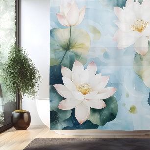 Rideaux De Douche Paysage de rêve de fleur de lotus à l'aquarelle de
