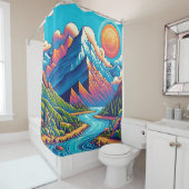 Rideaux De Douche Paysage des montagnes (En situation)