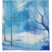 Rideaux De Douche Paysage d'hiver Aquarelles Illustration (Devant)