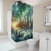 Rideaux De Douche "Paysage d'hiver Aurora enchanté" (En situation)