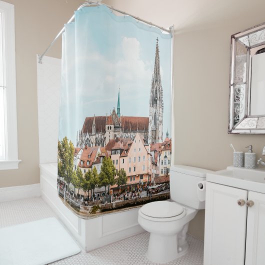 Rideaux De Douche Paysage européen (En situation)