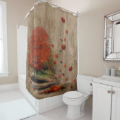 Rideaux De Douche Paysage Feuille en chute (En situation)