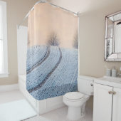 Rideaux De Douche Paysage hivernal Arbres avec Hoarfrost, Bain (En situation)