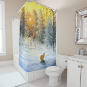 Rideaux De Douche Paysage hivernal avec renard en déclin (En situation)