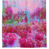 Rideaux De Douche Paysage impressionniste de jardin rouge et rose (Devant)