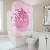 Rideaux De Douche Paysage japonais des fleurs de cerisiers (En situation)