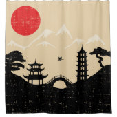 Rideaux De Douche Paysage japonais - style grunge (Devant)