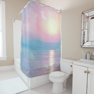 Rideaux De Douche Paysage magique au coucher du soleil rose