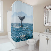 Rideaux De Douche Paysage marin de la baleine : Eau Dramatique. (En situation)