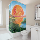 Rideaux De Douche Paysage sur Europa - Sci Fi Jupiter Moon Peinture (En situation)