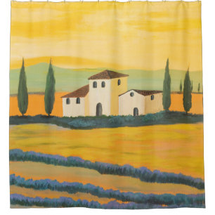 Rideaux De Douche Paysage toscan, peintre privé, peinture acrylique