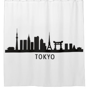 Rideaux De Douche Paysage urbain du Japon Silhouette de la skyline