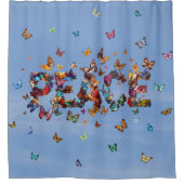 Rideaux De Douche PEACE Blue Sky Butterflies | Motivational Hope Joy (Devant)