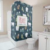 Rideaux De Douche Peace Love & Joy Cute Christmas Animaux Motif (En situation)
